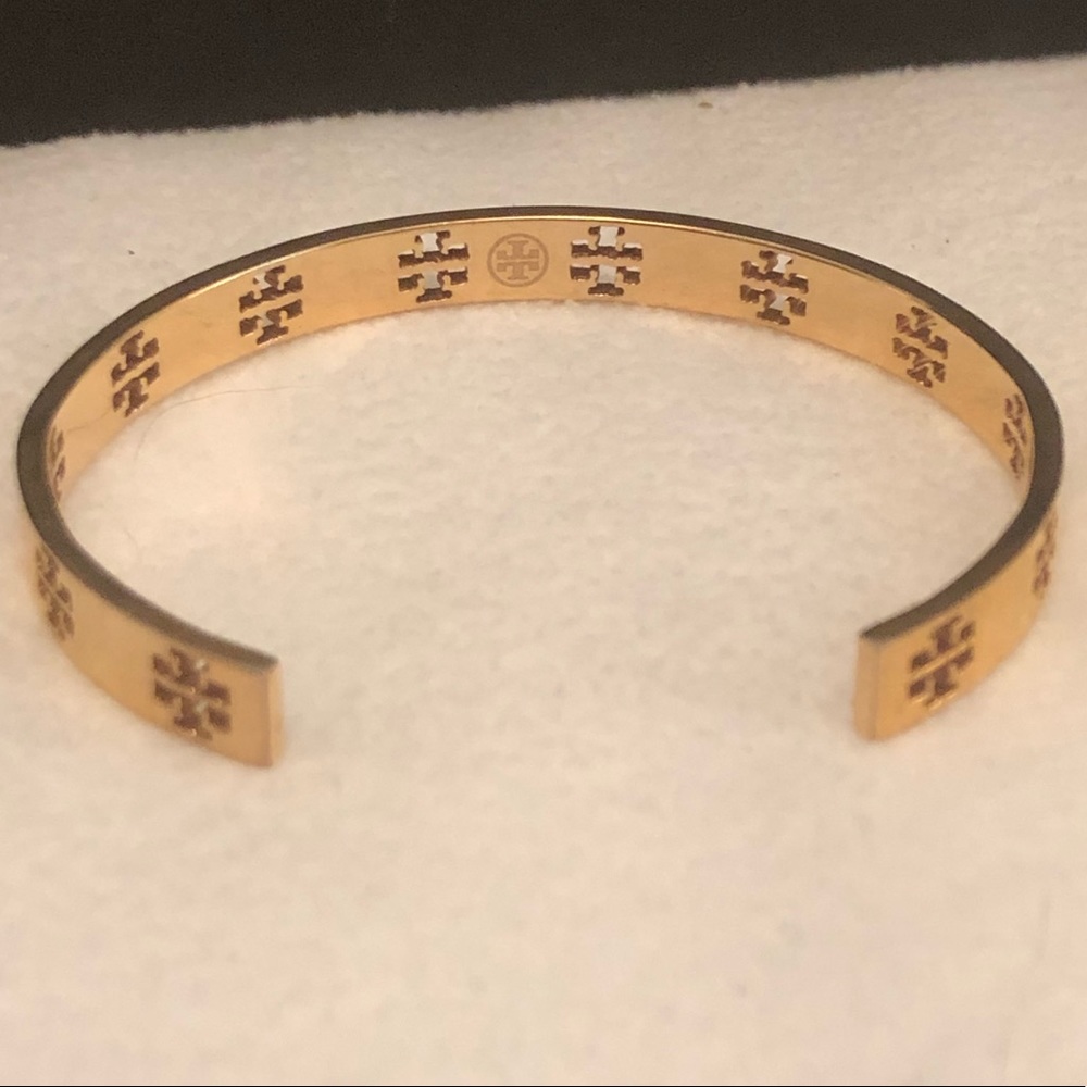 Tory Burch Pierced T Logo Cuff Bangle